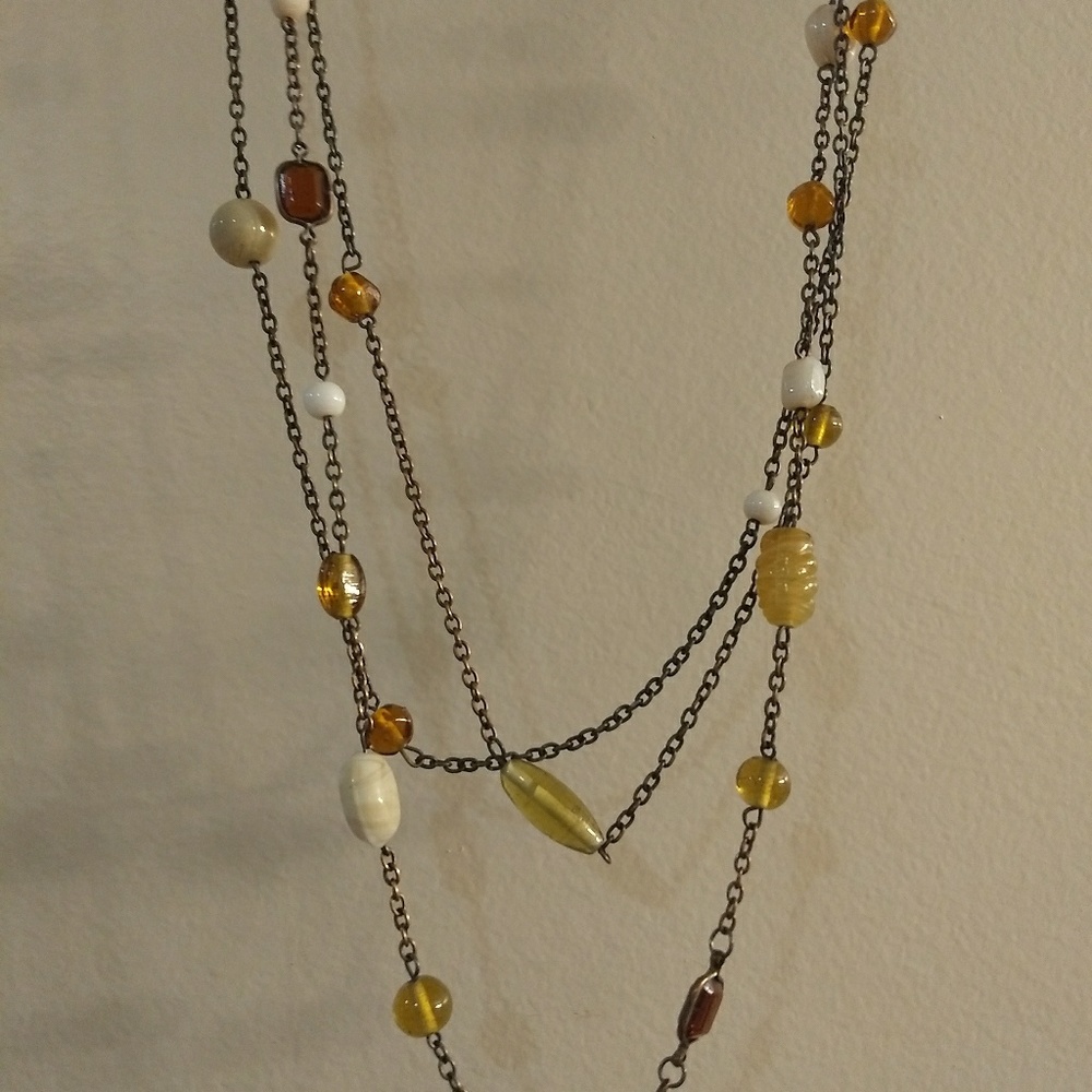 Long three strand necklace